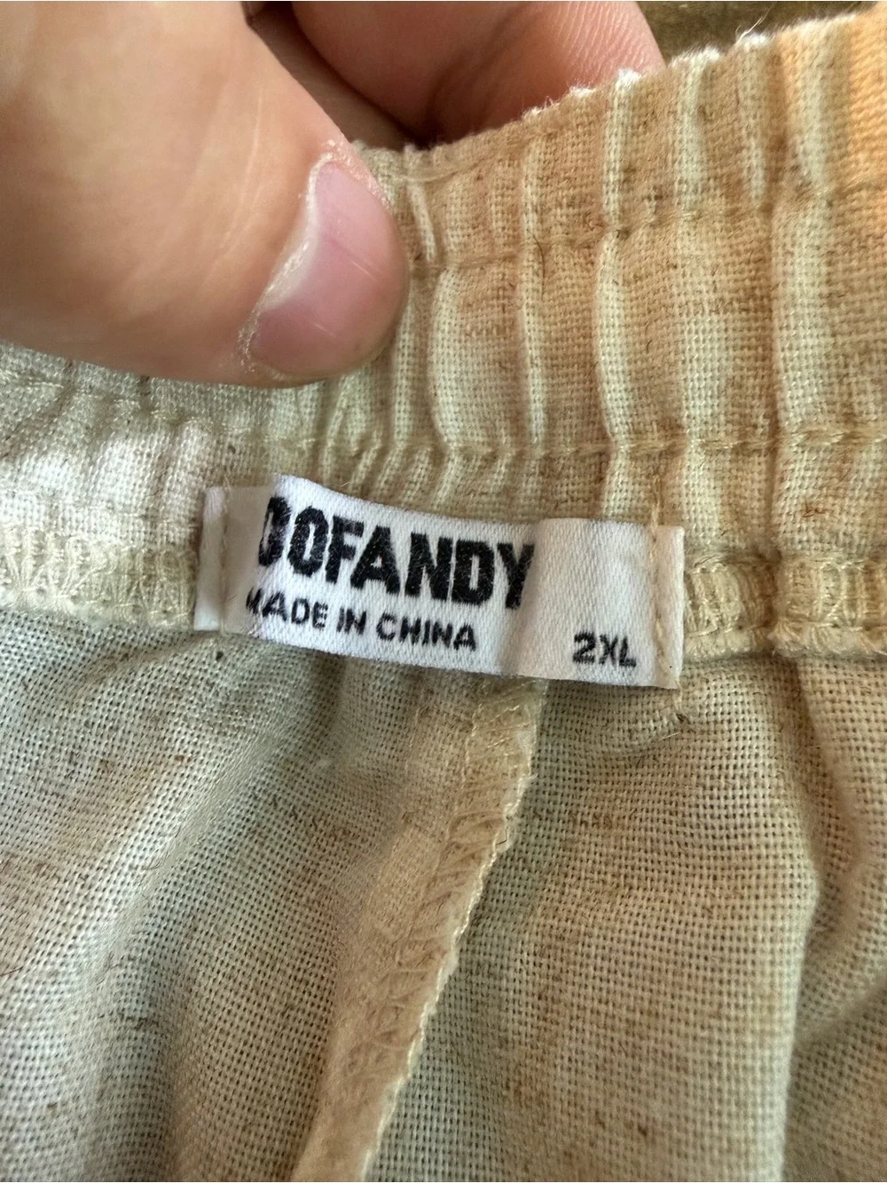 COOFANDY Men’s Beige Linen Blend Drawstring Pants 2XL Beach Resort Casual